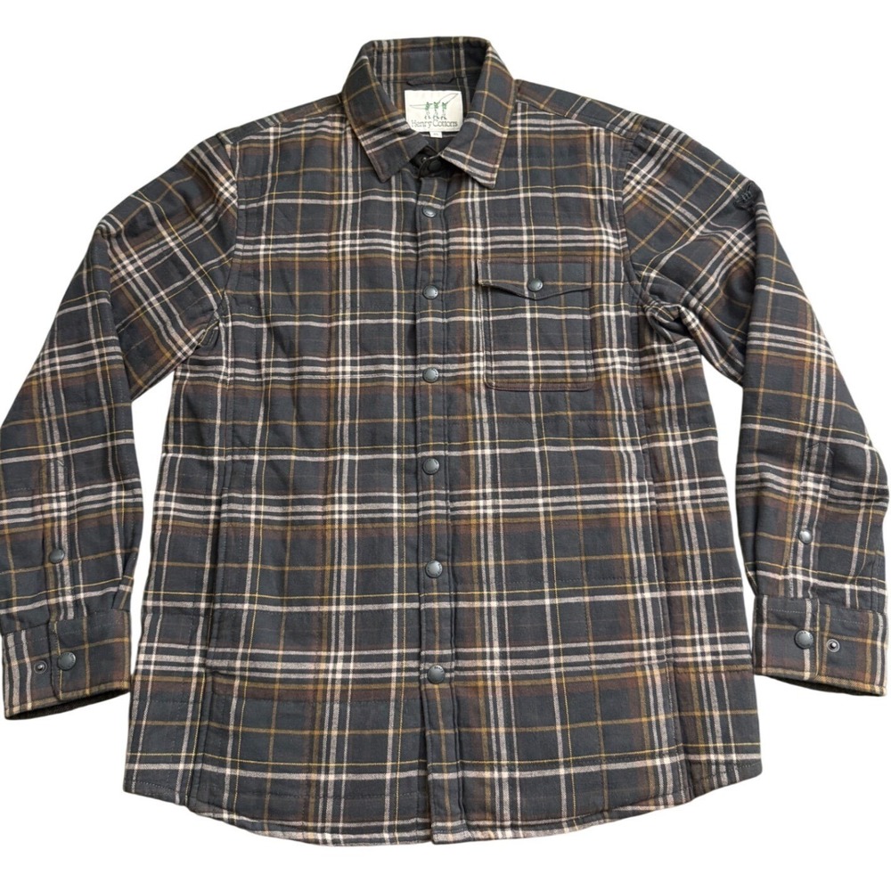 Henry Cottons Quilted Flannel Shirt Jacket 95 Plaid Snap Primaloft Lining qq17